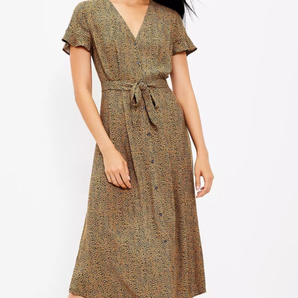 NWT LOFT Leopard Midi Shirtdress